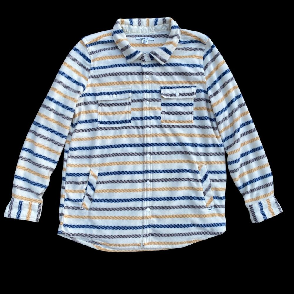 O’Neill Plus Fleece Striped Shacket Jacket Snap Flannel Gorpcore Granola Girl-S